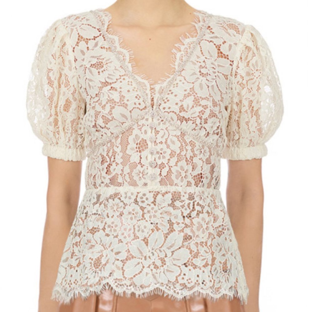 Self-Portrait Fine Corded Lace Top